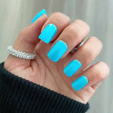 Light Blue Plain Short Nail Art Artificial / Fake Nails / Press on Nails for Girls and Women