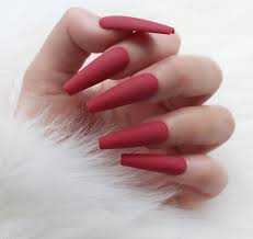 Dark Red Shade Medium Length Plain Nail Art Artificial / Fake Nails / Press on Nails for Girls and Women