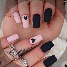 Premium Simple matte Black Nude Sober Readymade Nail Art Artificial/Fake Press on Nails for Girls and Women