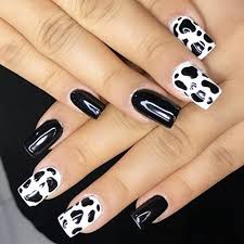 Black White Animal Print Readymade Nail Art Artificial/Fake Press on Nails for Girls and Women
