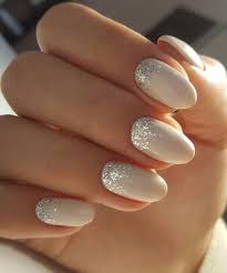 Bridal Premium Sober Light Glitter Oval Readymade Nail Art Artificial/Fake Press on Nails for Girls and Women