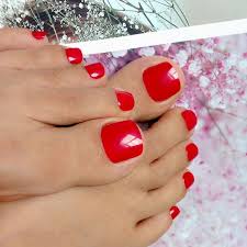 Toe Press On Nails - Bridal Red
