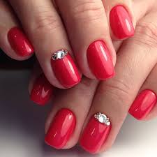 Bridal Red with Stone Art Short Length Nail Art Artificial / Fake Nails / Press on Nails for Girls and Women