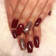 Maroon with Dark Glitter Short Length Nail Art Artificial / Fake Nails / Press on Nails for Girls and Women