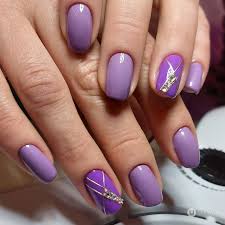 Bridal Light Purple Short Length Golden Wall Nail Art Artificial / Fake Nails / Press on Nails for Girls and Women
