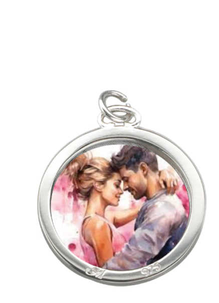 Love Locket , Locket with Couple Photo, Personalized Phot Pendant Locket with Chain