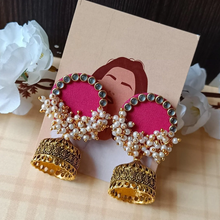 Load image into Gallery viewer, Bhavya&#39;s Earring making Kits, DIY Earring making, Fabric Earring Making Kit, Beaded Earring Making Kit
