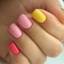 Tricolor Square Shape Readymade Nail Art Artificial/Fake Press on Nails for Girls and Women