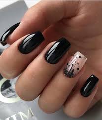 Ready Press On Nail Art Artificial Nails for Girls and Women - Black Simple