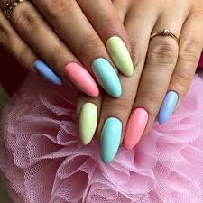 Multicolor Pastel Oval Nail Art Artificial / Fake Nails / Press on Nails for Girls and Women