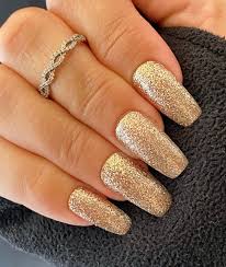 Golden Glitter Party Nail Art Artificial / Fake Nails / Press on Nails for Girls and Women