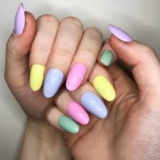 Premium Multi color Oval Nail Art Artificial / Fake Nails / Press on Nails for Girls and Women