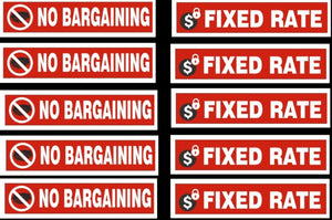 No Bargaining Fixed Rate Sticker Signage Sign Warning for Shop office Business - Combo Value Pack
