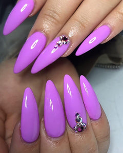 Press On Nails , Purple Pointed  - 14 Pieces, Ready to Wear Nails for Girls and Women