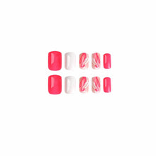 Load image into Gallery viewer, Short Square Press on Nails Fake Nails Glossy Nails Summer Hot Pink - 14 Pcs
