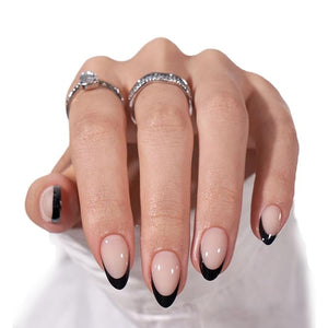 Press On Nails , Small Almond French Nude Design - 14 Pieces, Ready to Wear Nails for Girls and Women