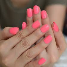 Short Length Square Shape Light Pink Nail Art Artificial/Fake Press on Nails for Girls and Women