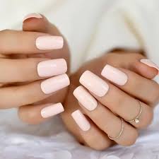 Light Cream Medium Length Nail Art Artificial/Fake Press on Nails for Girls and Women