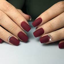 Maroon Bridal Diamond Readymade Nail Art Artificial/Fake Press on Nails for Girls and Women