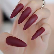 Maroon Stiletto Premium Readymade Nail Art Artificial/Fake Press on Nails for Girls and Women