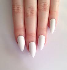 Matte White big pointed sober nails Readymade Nail Art Artificial/Fake Press on Nails for Girls and Women