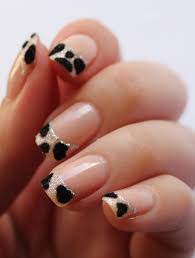 Nude black animal print square shaped Readymade Nail Art Artificial/Fake Press on Nails for Girls and Women