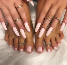 Sober Pink - Combo of Hand and Toe Nails - Nail Art Artificial / Fake Nails / Press on Nails for Girls and Women