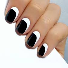 Black white combination Nail Art Press On/ Fake Nails - Readymade /Ready to wear - for Girls and Women
