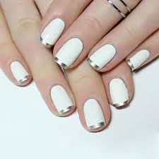 White & Silver Nail Art Press On/ Fake Nails - Readymade /Ready to wear - for Girls and Women