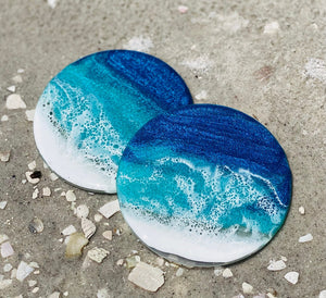 Resin Coasters , Handmade Resin Coasters, River Coasters, Flower Coasters, Resin Tea Coasters, Flower Preserved Coasters - Set of 2 Coasters