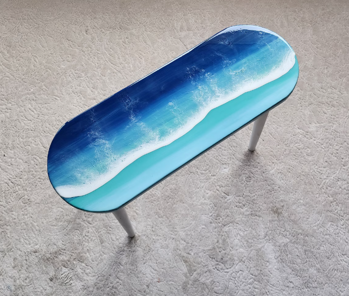 Long Oval Shape  Resin River table , Resin Art Table, Epoxy resin Side Table, Resin Coffee Table, Wooden Side Table, Bedroom Side Table for Bedroom Home Decoration Items