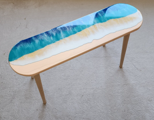 Oval Long wave Resin Art Table, Epoxy resin Side Table, Resin Coffee Table, Wooden Side Table, Bedroom Side Table for Bedroom Home Decoration Items