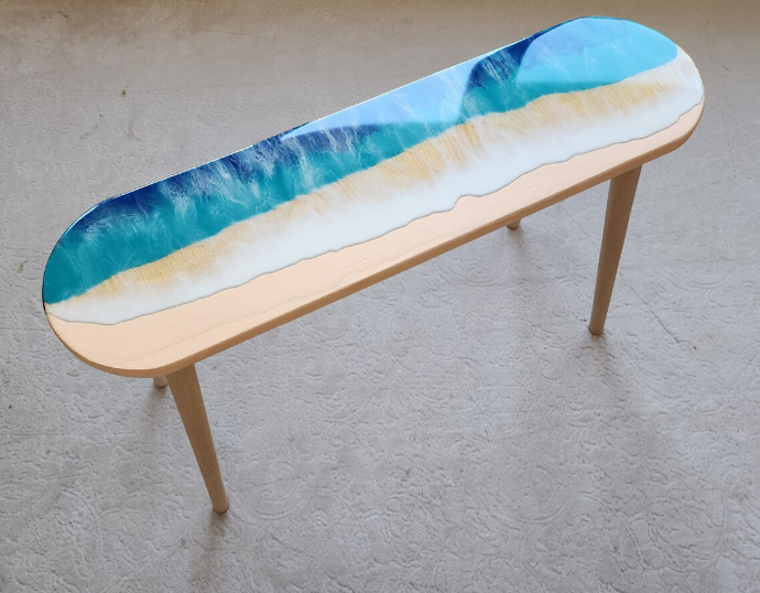 Oval Long wave Resin Art Table, Epoxy resin Side Table, Resin Coffee Table, Wooden Side Table, Bedroom Side Table for Bedroom Home Decoration Items