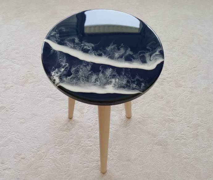 Black river wave Resin Art Table, Epoxy resin Side Table, Resin Coffee Table, Wooden Side Table, Bedroom Side Table for Bedroom Home Decoration Items