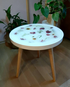 Flower Preserved Table , Real Flower Table ,River Table , Resin Art Table, Epoxy resin Side Table, Resin Coffee Table, Wooden Side Table, Bedroom Side Table for Bedroom Home Decoration Items