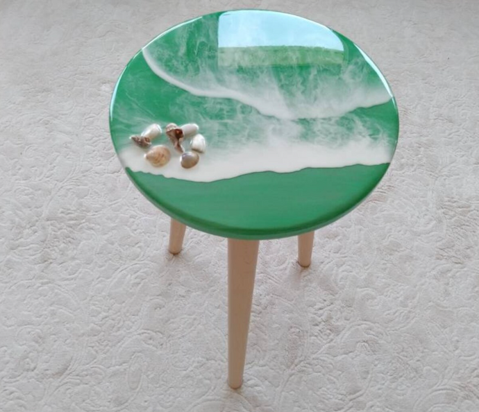 Green River , Resin Art Table, Epoxy resin Side Table, Resin Coffee Table, Wooden Side Table, Bedroom Side Table for Bedroom Home Decoration Items