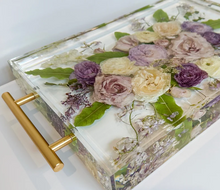 Load image into Gallery viewer, Resin Flower Preserved Big Premium Tray, Large Rectangle Resin Flower Tray, Wedding Floral Preservation | Flower Preservation | Bridal Bouquet Preservation | Resin Floral Tray | Bridal Gift | Wedding Gift for Bride
