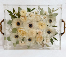 Load image into Gallery viewer, Resin Flower Preserved Big Premium Tray, Large Rectangle Resin Flower Tray, Wedding Floral Preservation | Flower Preservation | Bridal Bouquet Preservation | Resin Floral Tray | Bridal Gift | Wedding Gift for Bride
