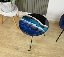 Load image into Gallery viewer, Resin Table, Resin River Table , Ocean Wave Epoxy Resin Table, Resin Side Table , Home Decor Resin Table, Handmade Resin Side Table
