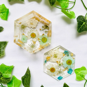 Resin Hexagon Bowl , Resin Jewelry Box, Resin Box with Flower Preserved
