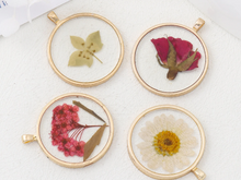 Load image into Gallery viewer, Dried Pressed Real Flowers Handmade Custom Shape Resin Bracelet, Bezel, Charm, Pendant , Earrings
