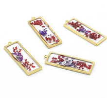 Load image into Gallery viewer, Dried Pressed Real Flowers Handmade Custom Shape Resin Bracelet, Bezel, Charm, Pendant , Earrings
