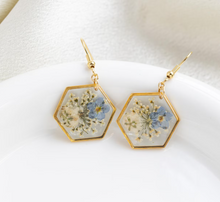 Load image into Gallery viewer, Dried Pressed Real Flowers Handmade Custom Shape Resin Bracelet, Bezel, Charm, Pendant , Earrings
