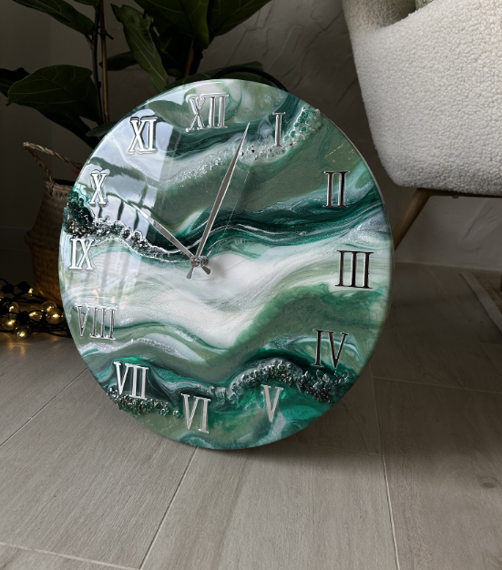 Resin Clock, Resin Art Clock, Handmade Resin Wall Clock, Customized Resin Clock - Design 9