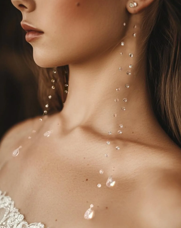 Handmade Resin Dew Drop Long Earrings, Floating Teardrop Dew Earrings Long Invisible Thread with Clear Glass Beads Delicate Water Drop Dangle Jewelry