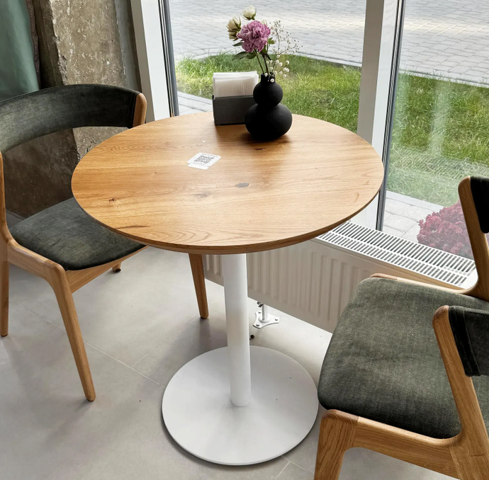 Handmade Premium Wooden Small Coffee Table , Side Table, Small Wooden Center Table with white One White Metal Legs