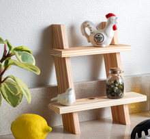 Load image into Gallery viewer, Small Wood Shelf, Mini Spice Rack, Handmade Kitchen Storage Shelves, Decorative Countertop Decor, Angled Shelf, Compact Wooden Organizer
