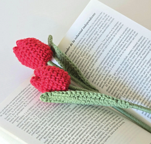 Load image into Gallery viewer, Handmade Crocheted Tulip Bouquet, Crochet Tulip Flower – Handmade Red Knitted Tulip for Gifts, Home Decor, Bouquets – Handmade Flower
