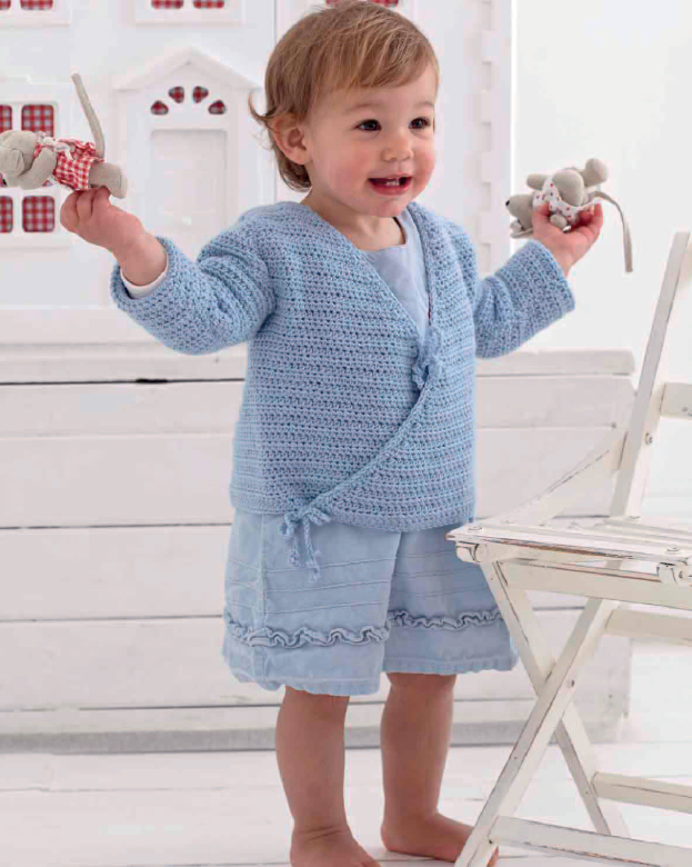 Crocheted Baby’s crossover cardigan, Baby Jacket Pattern Shirt, Crochet Baby Clothes ,  DIY Crochet Kit Yarn, Crochet Material Kit with Yarn, Crochet Needles, Tools & Accessories, Crochet Kit Starter, Crochet Beginners Kit
