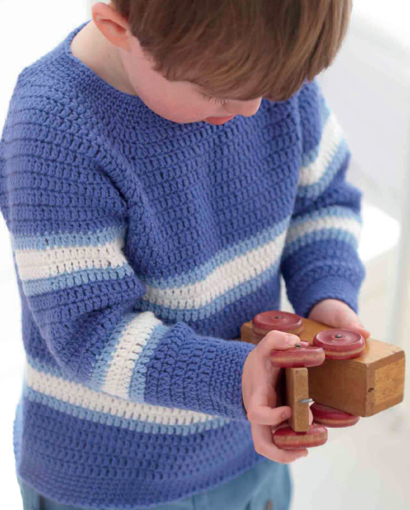 Crochet Baby Striped sweater making DIY Kit , DIY Crochet Kit Yarn, Crochet Material Kit with Yarn, Crochet Needles, Tools & Accessories, Crochet Kit Starter, Crochet sweater making kit